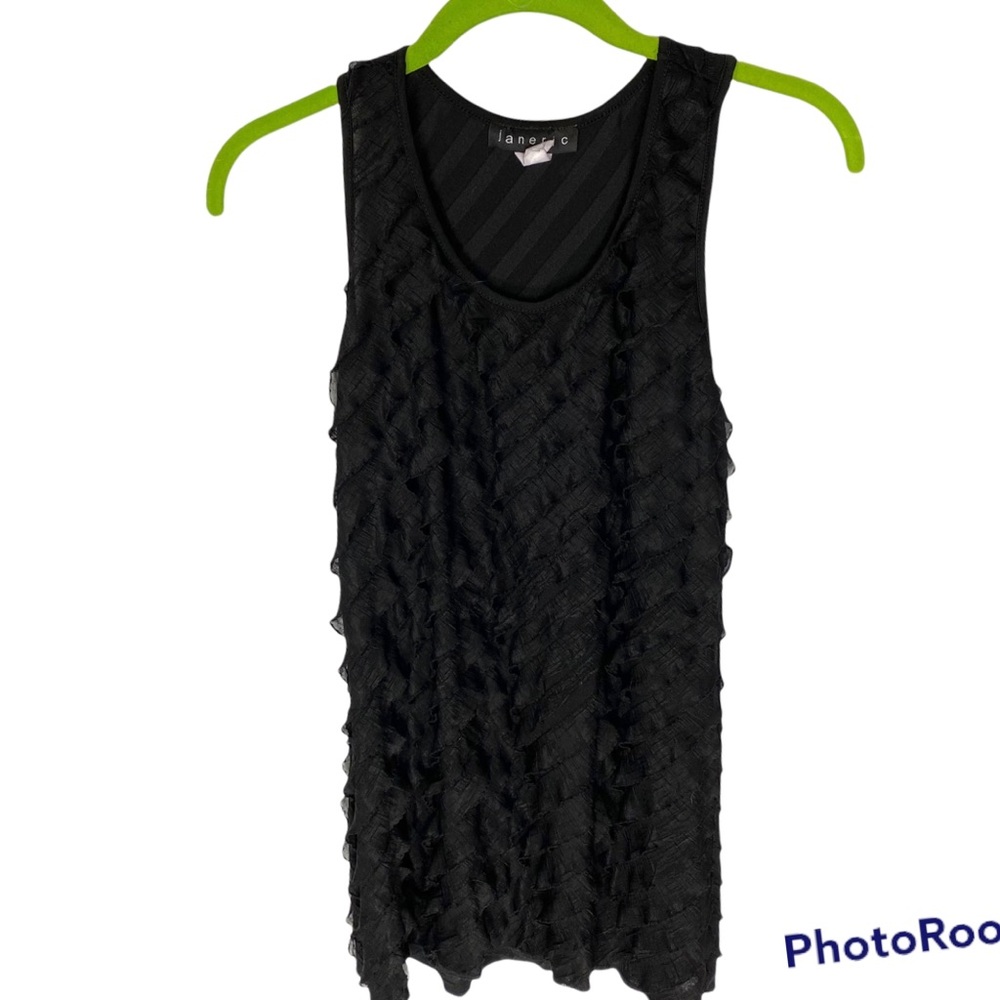 Janeric black ruffle sleeveless blouse size small